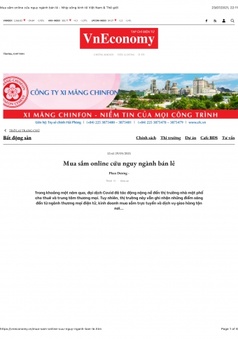 Mua sắm online cứu nguy ngành bán lẻ - Nhịp sống kinh tế Việt Nam & Thế giới