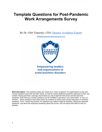 Template Questions for Post Pandemic Work Arrangements Survey